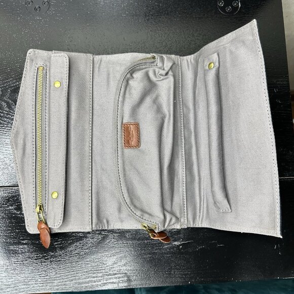 Madewell Folding Jewelry Travel Case Pouch Organizer Blue Green Tartan Plaid - Picture 4 of 7